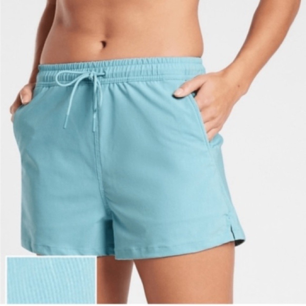 Athleta Marin Board Shorts Teal Swim Shorts Medium 5" Inseam